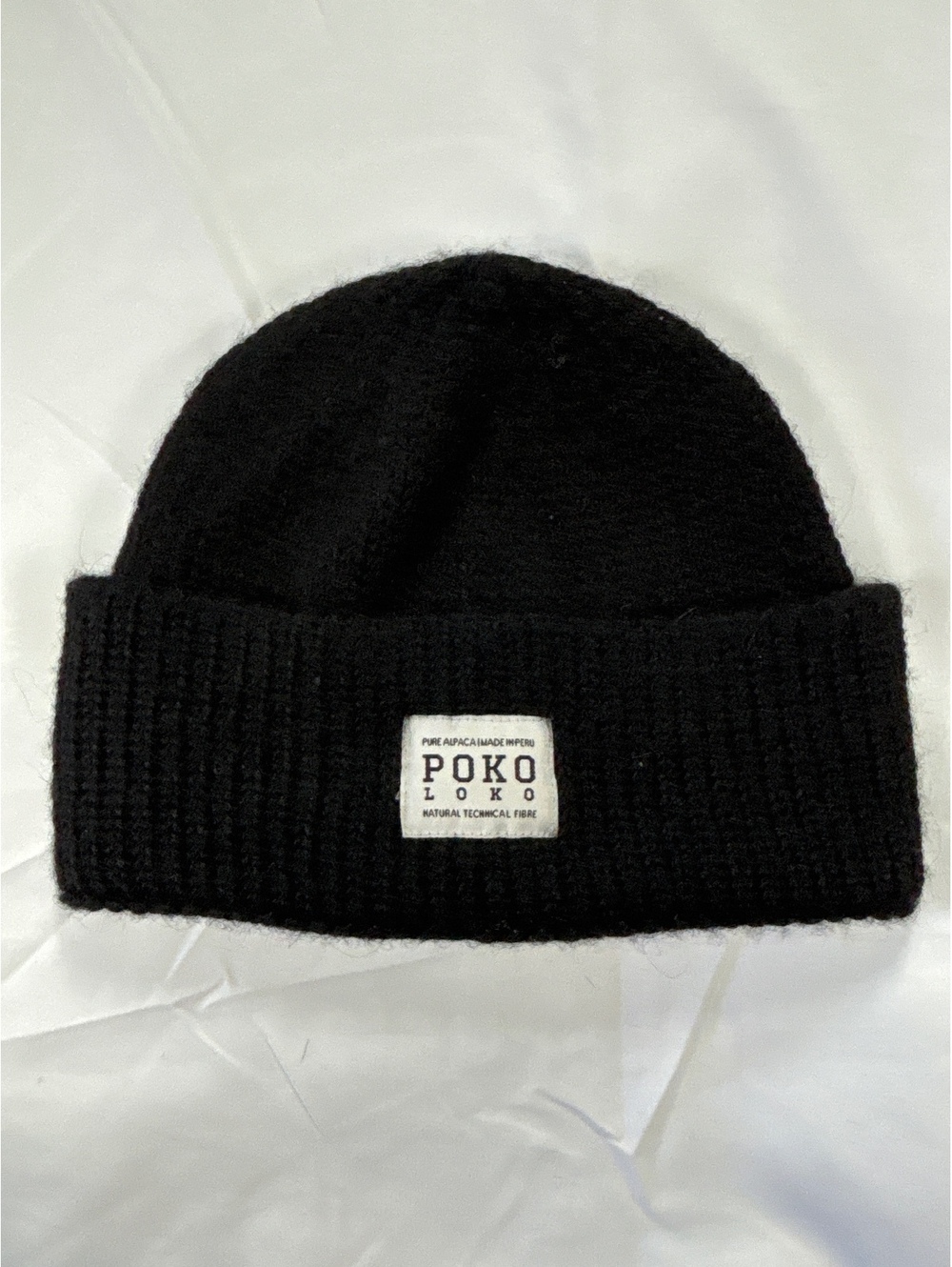 Poko Loko Pure Alpaca Beanie Black Knit Hat Made in Peru Unisex